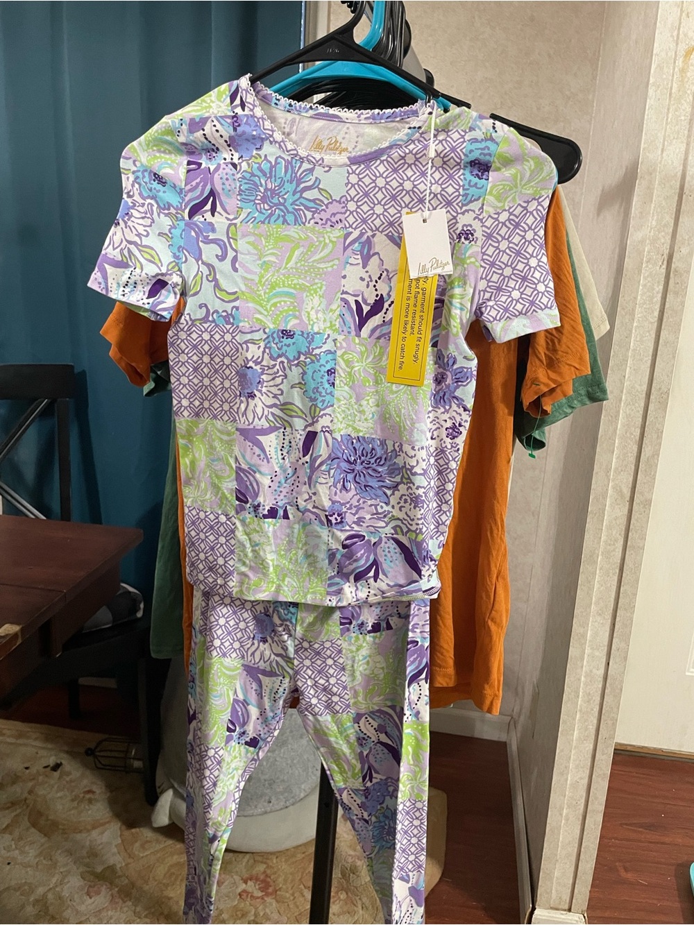 Lilly Pulitzer Girls Floral Patchwork Purple & Green Two-Piece Lounge Set